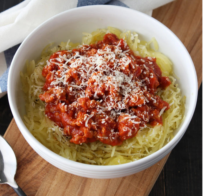 Spaghetti Squash with Traditional Meat Sauce