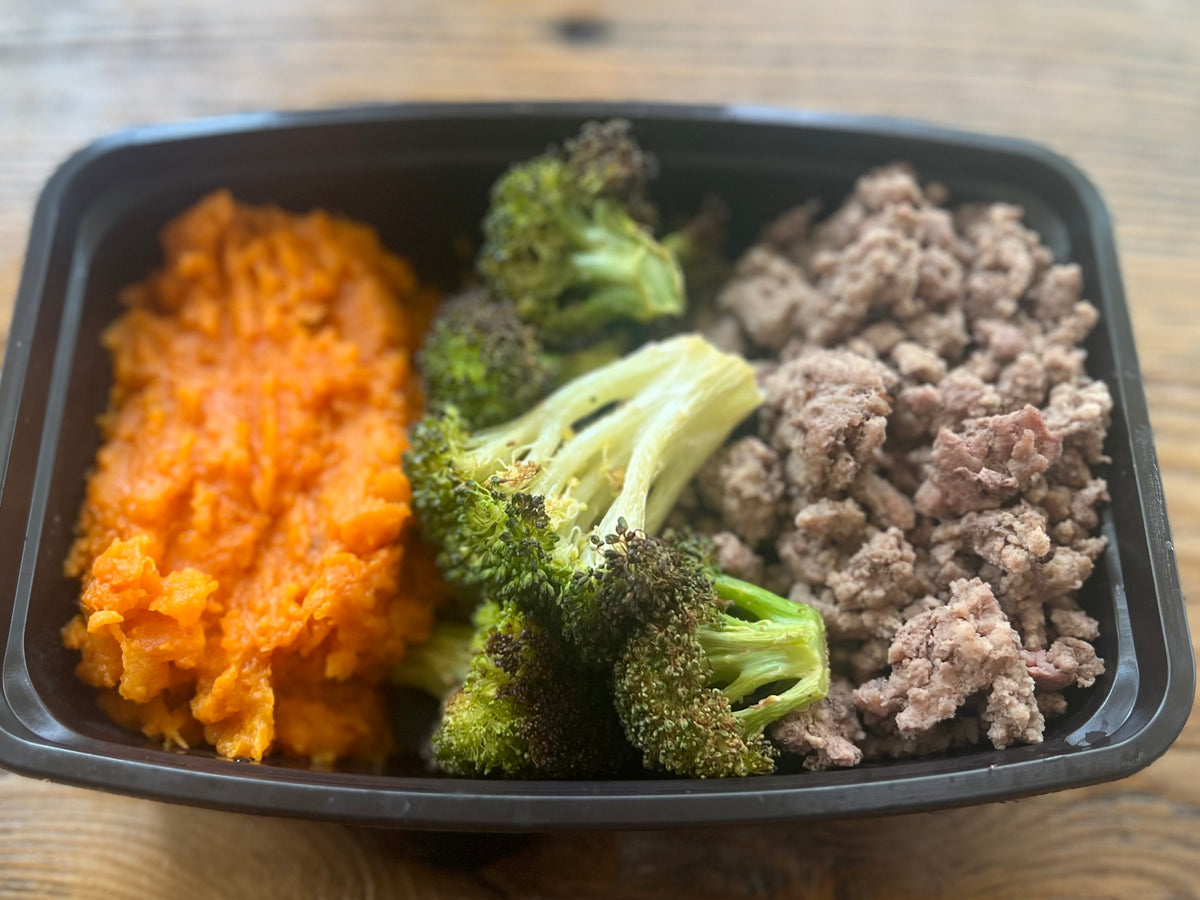 Ground Beef, Broccoli, Sweet Potato